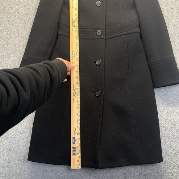 J. Crew Classic Lady Day Coat Size P2 Black Italian Double Cloth Wool Petite - Picture 5 of 11